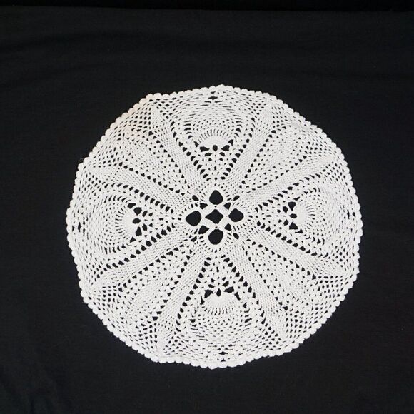 Small Crocheted Doily White 13" Diameter Handmade FLAW - Picture 2 of 6